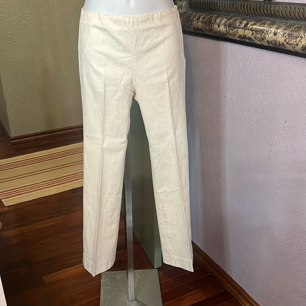 VTG Doncaster Stretch Embossed Ankle Pants - Cream Sz 2P